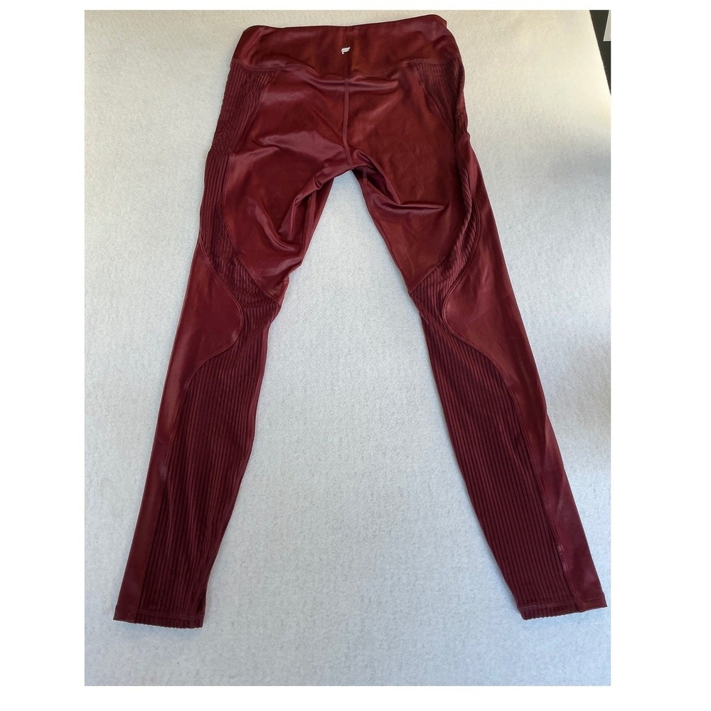 Fabletics Moto Leggings Women Medium Burgundy Ribbed High Waisted LG2356967-8405 - Picture 4 of 7